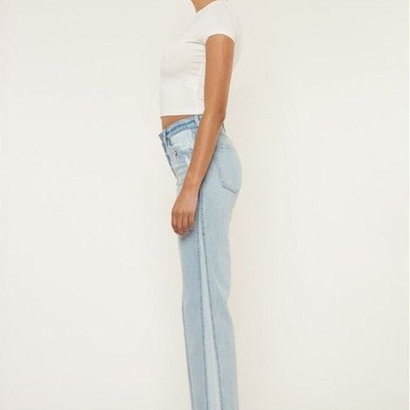 High Rise Contrast Accent Straight Leg Jean - Picture 7 of 8
